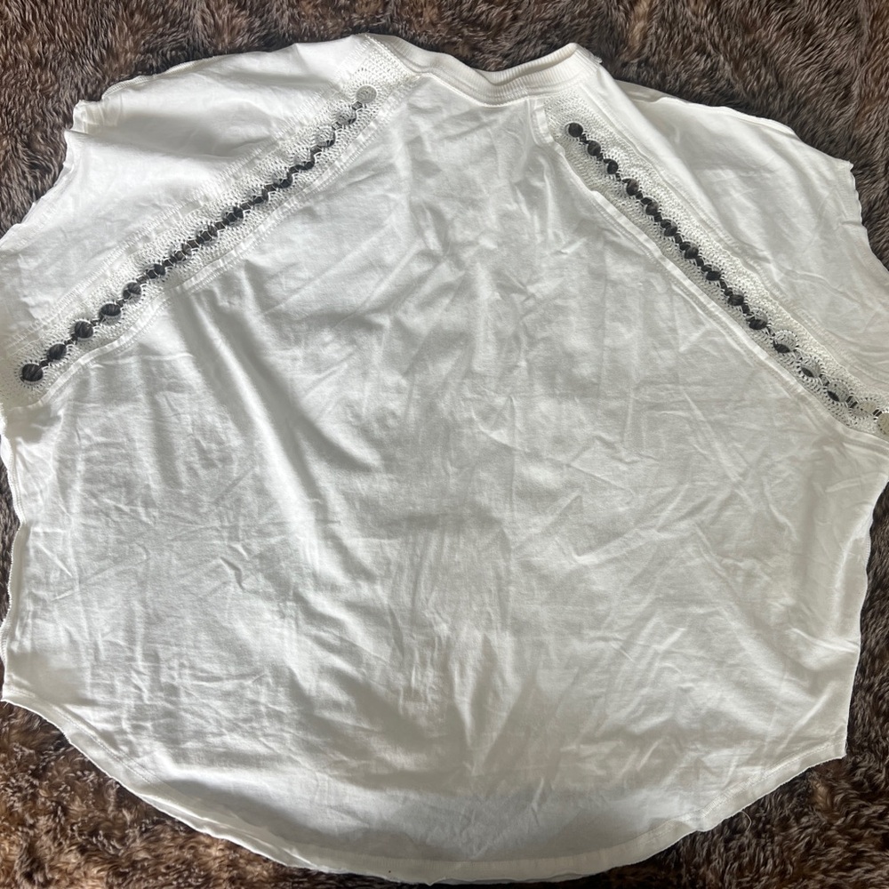 Free People - White Top with Bronze Embellishments